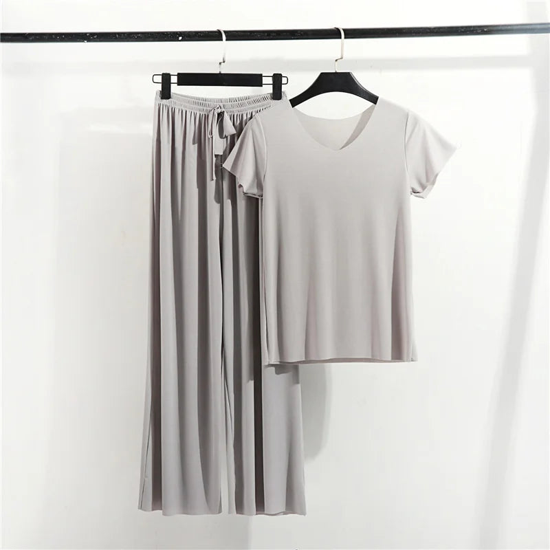 Women's Home Clothes Suit Of Lady House Summer Living Room Wear Autumn Loose Homewear Pants Two Piece Set For Women Cute Pajamas