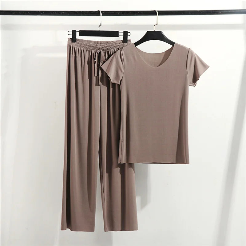 Women's Home Clothes Suit Of Lady House Summer Living Room Wear Autumn Loose Homewear Pants Two Piece Set For Women Cute Pajamas