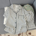 Women's Striped Short Sleeve Pajama Set Summer Lightweight Breathe Shorts Lounge Wear 2 Piece Set Casual Loose Sleepwear