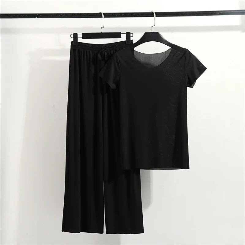 Women's Home Clothes Suit Of Lady House Summer Living Room Wear Autumn Loose Homewear Pants Two Piece Set For Women Cute Pajamas