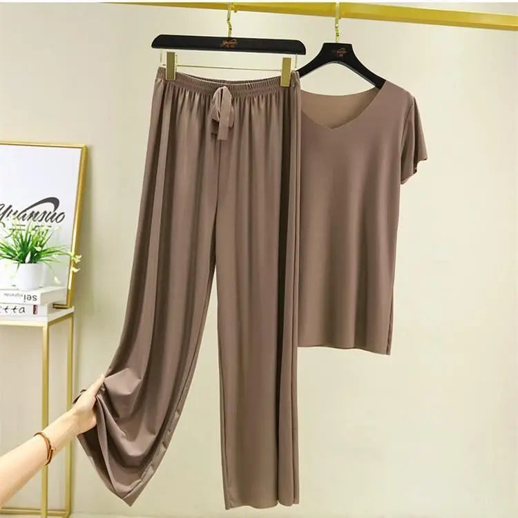 Women's Home Clothes Suit Of Lady House Summer Living Room Wear Autumn Loose Homewear Pants Two Piece Set For Women Cute Pajamas