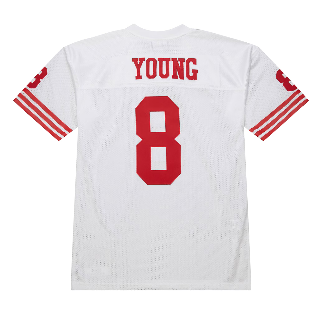 Kieara SF.49ers 1994 #8 Steve Young Mitchell & Ness White Authentic Throwback Retired Player Stitched Puhic Jersey