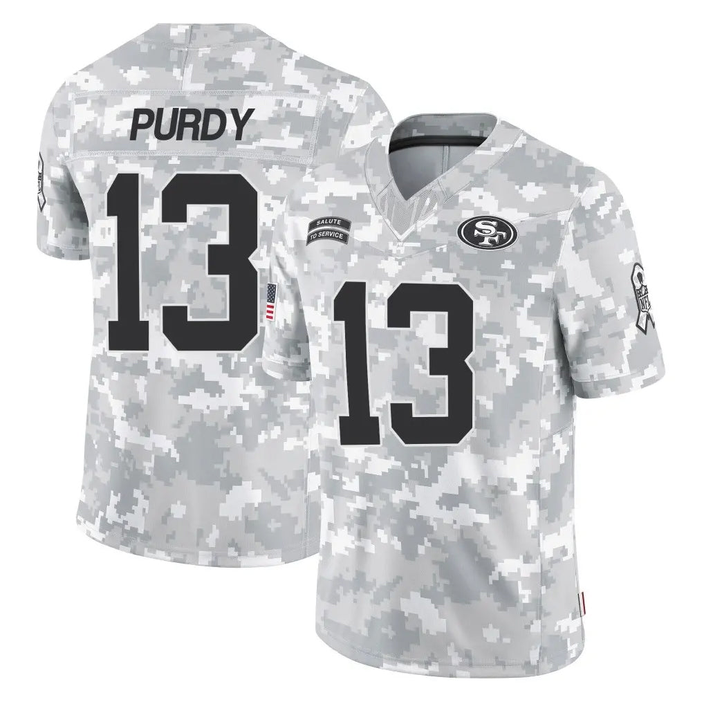 Kieara SF.49ers #13 Brock Purdy Player Arctic Camo Limited Salute To Service Home Game Stitched Jerseys