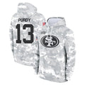 Kieara SF.49ers #13 Brock Purdy Player Arctic Camo Limited Salute to Service Pullover Hoodies Game Stitched Jerseys