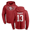 Kieara SF.49ers #13 Brock Purdy Player Red LOGO Pullover Hoodies Home Game Stitched Jerseys