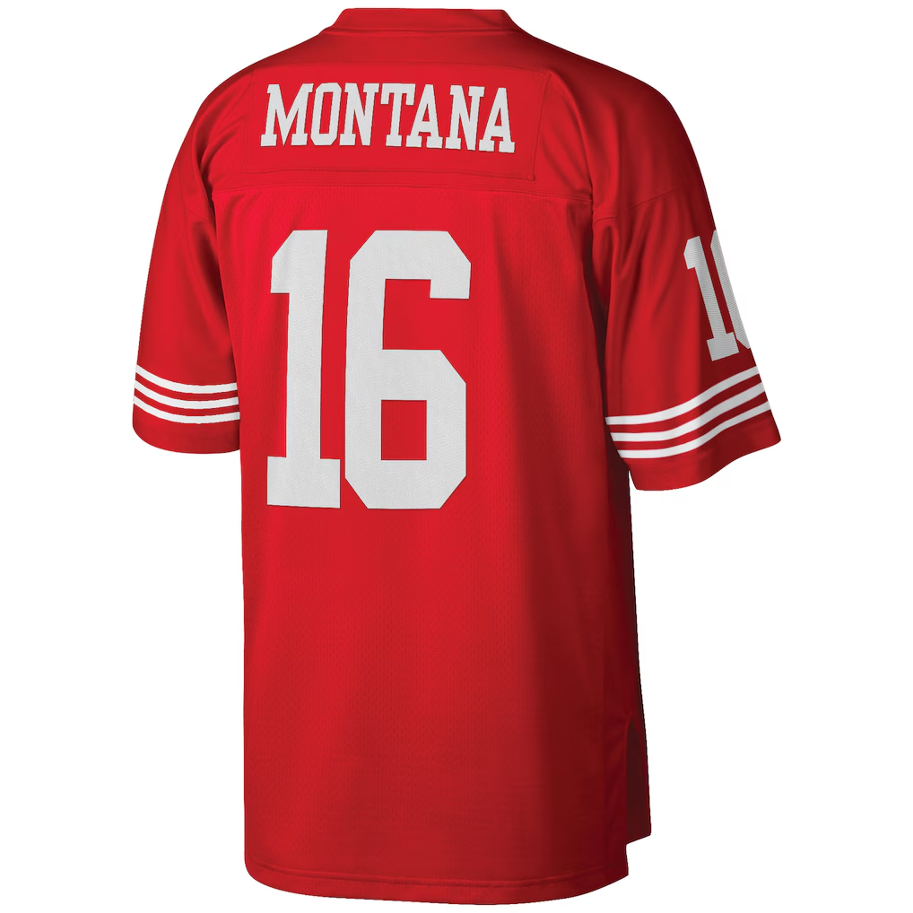 Kieara SF.49ers #16 Joe Montana Mitchell & Ness Scarlet Big & Tall 1990 Retired Player Replica Jersey