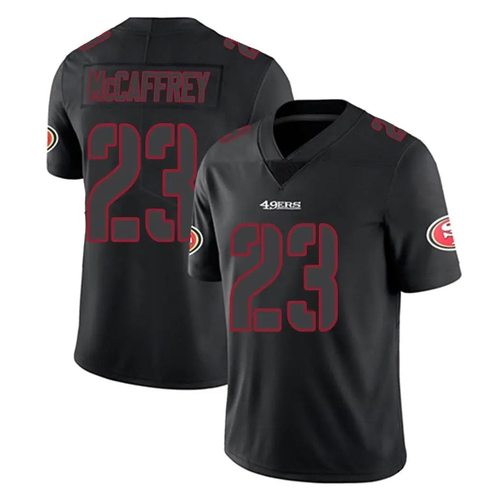 Kieara SF.49ers #23 Christian McCaffrey Player Black Impact Limited Home Game Stitched Jerseys