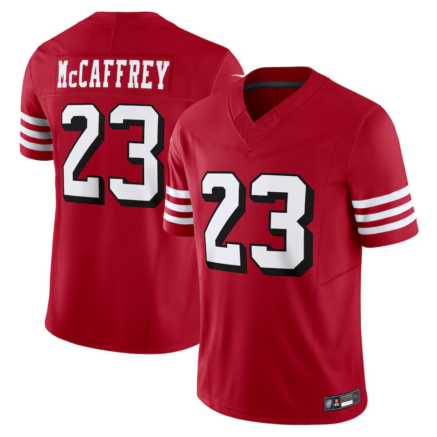 Kieara SF.49ers #23 Christian McCaffrey Player Scarlet Vapor F.U.S.E. Limited Stitched Jerseys