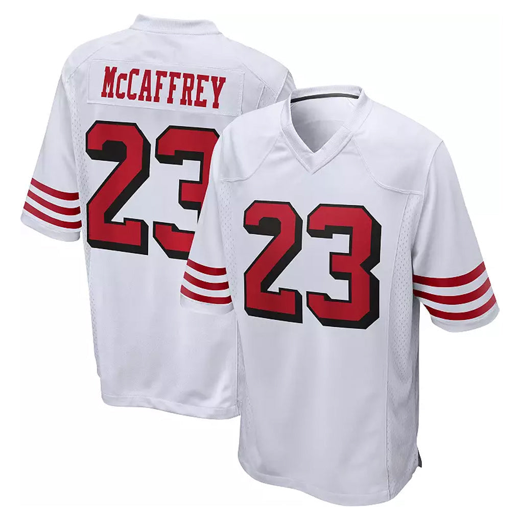 Kieara SF.49ers #23 Christian McCaffrey Player White Limited Home Game Stitched Jerseys