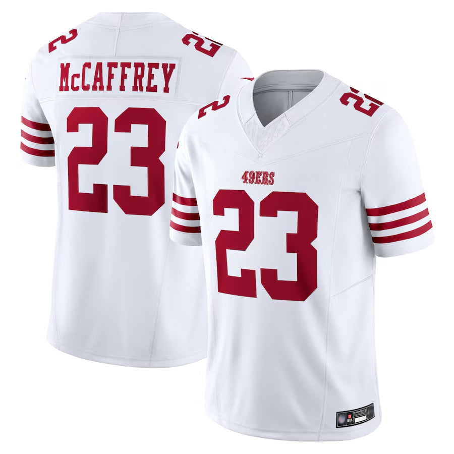 Kieara SF.49ers #23 Christian McCaffrey Player White Vapor F.U.S.E. Limited Stitched Jerseys