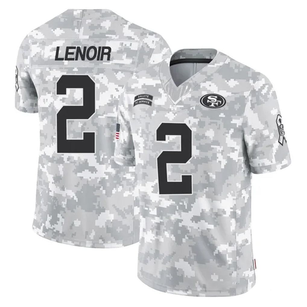 Kieara SF.49ers #2 Deommodore Lenoir Player Arctic Camo Limited Salute To Service Home Game Stitched Jerseys