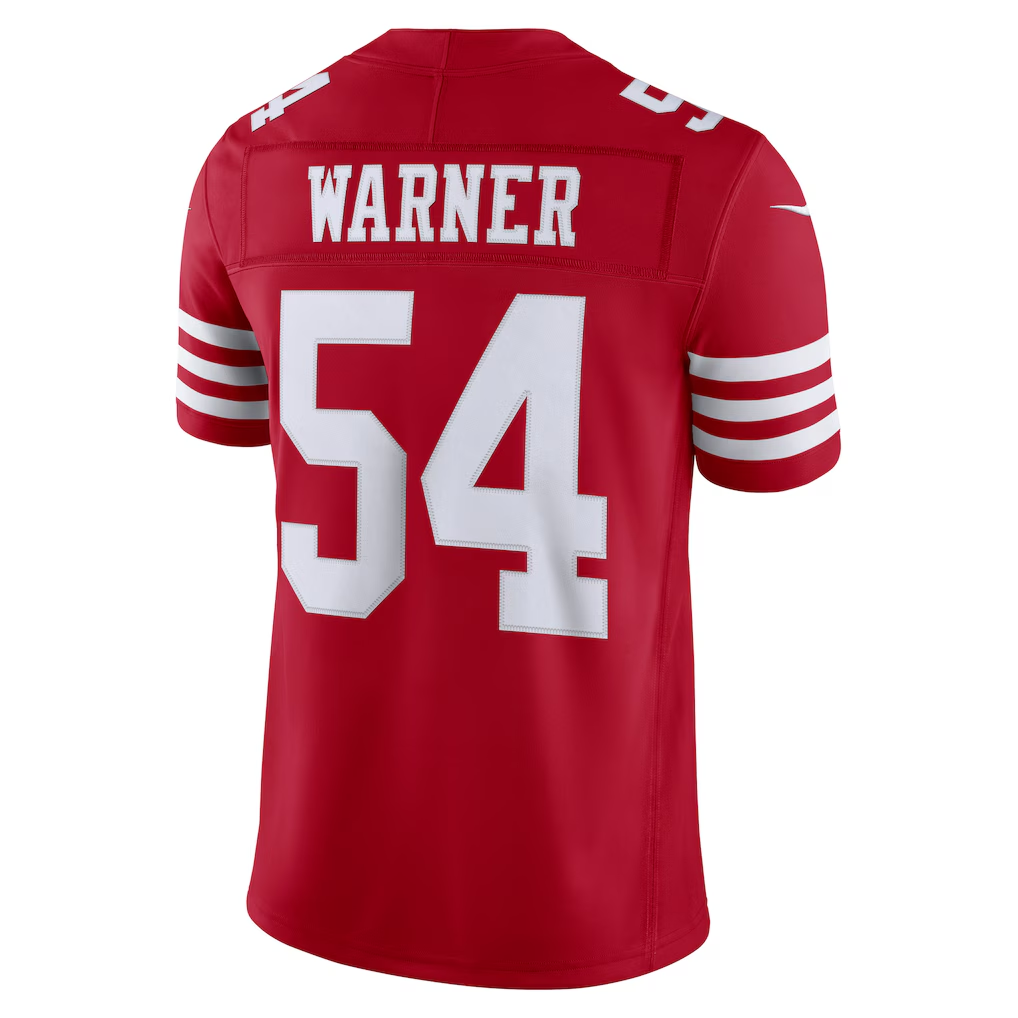 Kieara SF.49ers #54 Fred Warner Scarlet Team Vapor F.U.S.E. Stitched Limited Jerseys