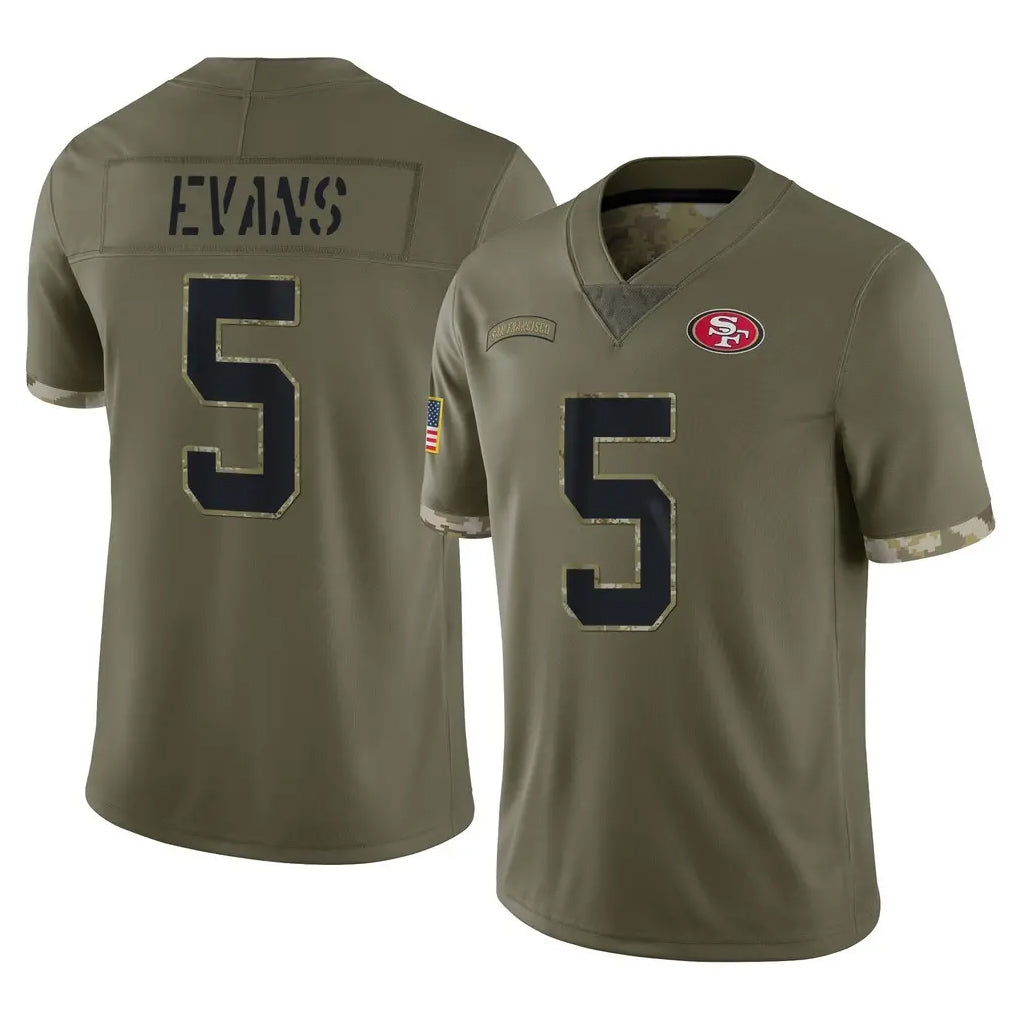 Kieara SF.49ers #5 Mike Evans Player Olive Limited Salute To Service Home Game Stitched Jerseys