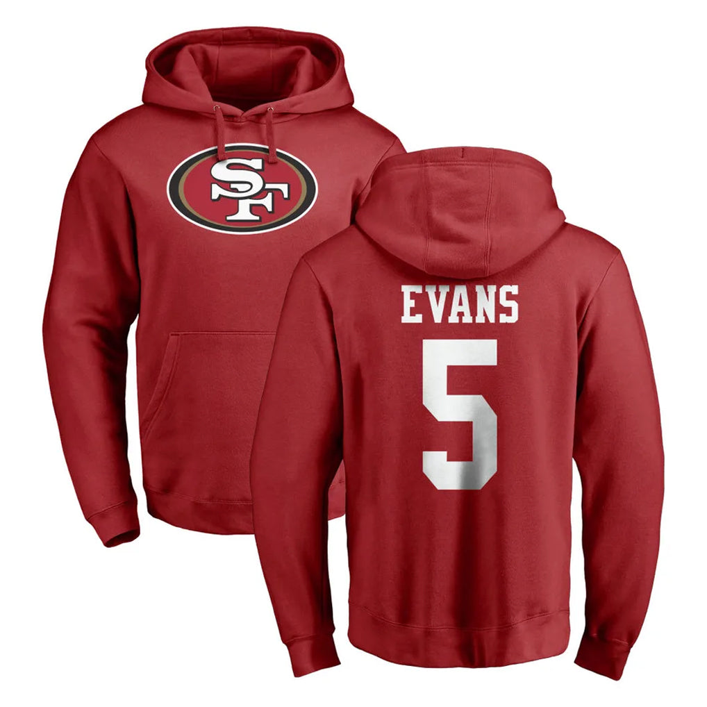 Kieara SF.49ers #5 Mike Evans Player Red LOGO Pullover Hoodies Home Game Stitched Jerseys