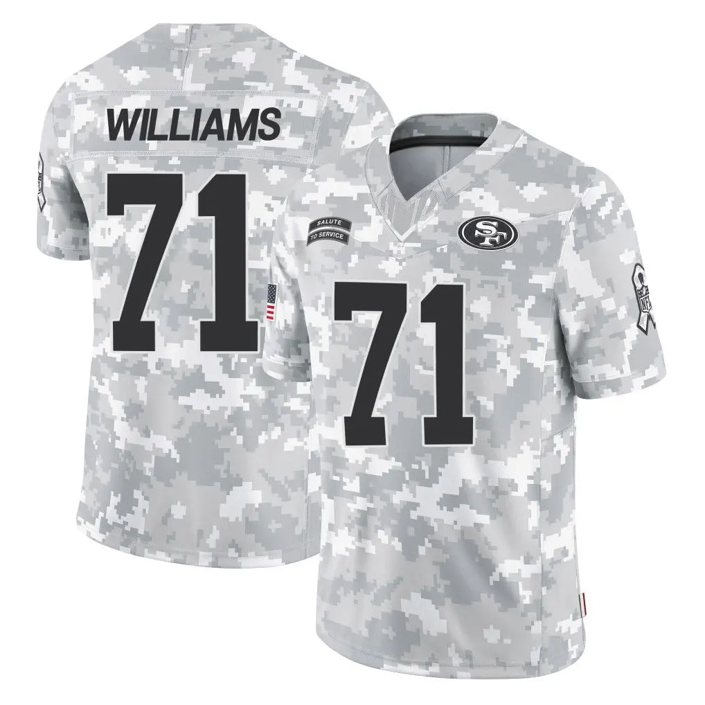 Kieara SF.49ers #71 Trent Williams Player Arctic Camo Limited Salute To Service Home Game Stitched Jerseys
