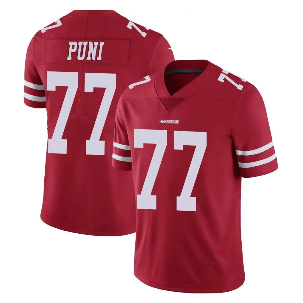 Kieara SF.49ers #77 Dominick Puni Player Red Limited Vapor Untouchable Home Game Stitched Jerseys