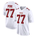 Kieara SF.49ers #77 Dominick Puni Player White Fashion Home Game Stitched Jerseys