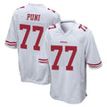 Kieara SF.49ers #77 Dominick Puni Player White Home Game Stitched Jerseys