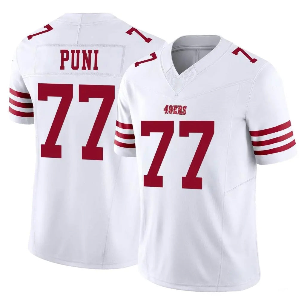 Kieara SF.49ers #77 Dominick Puni Player White Limited Vapor F.U.S.E. Home Game Stitched Jerseys