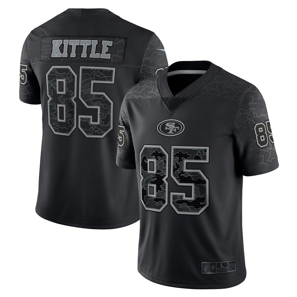 Kieara SF.49ers #85 George Kittle Player Black RFLCTV Limited Stitched Jerseys