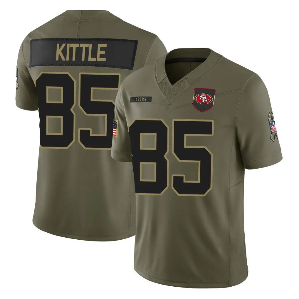 Kieara SF.49ers #85 George Kittle Player Olive 2025 Salute To Service Limited Home Game Stitched Jerseys