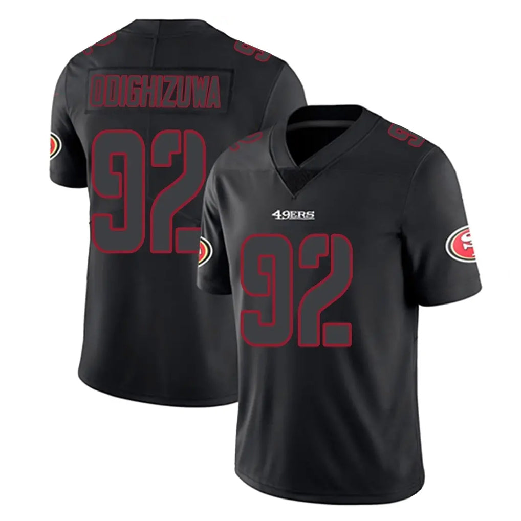 Kieara SF.49ers #92 Osa Odighizuwa Player Black Impact Limited Home Game Stitched Jerseys