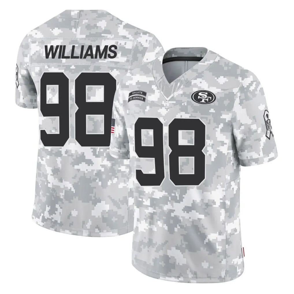 Kieara SF.49ers #98 Mykel Williams Player Arctic Camo Limited Salute To Service Home Game Stitched Jerseys