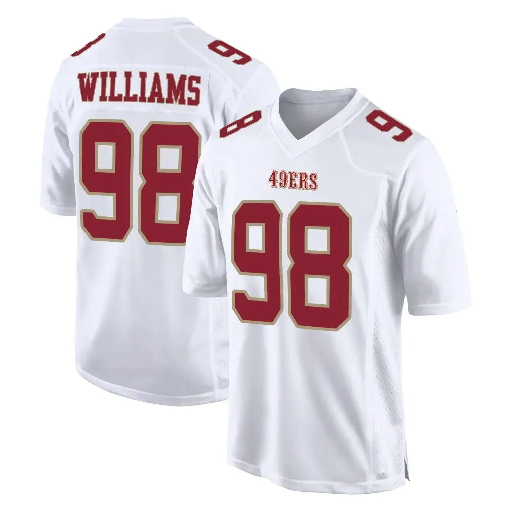 Kieara SF.49ers #98 Mykel Williams Player White Fashion Home Game Stitched Jerseys
