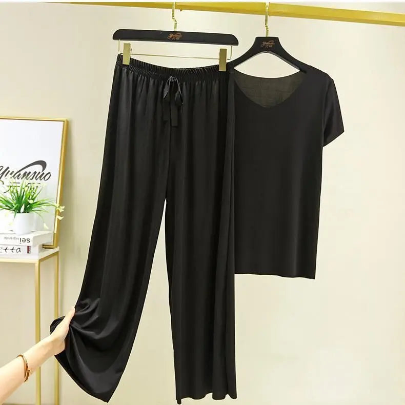 Women's Home Clothes Suit Of Lady House Summer Living Room Wear Autumn Loose Homewear Pants Two Piece Set For Women Cute Pajamas