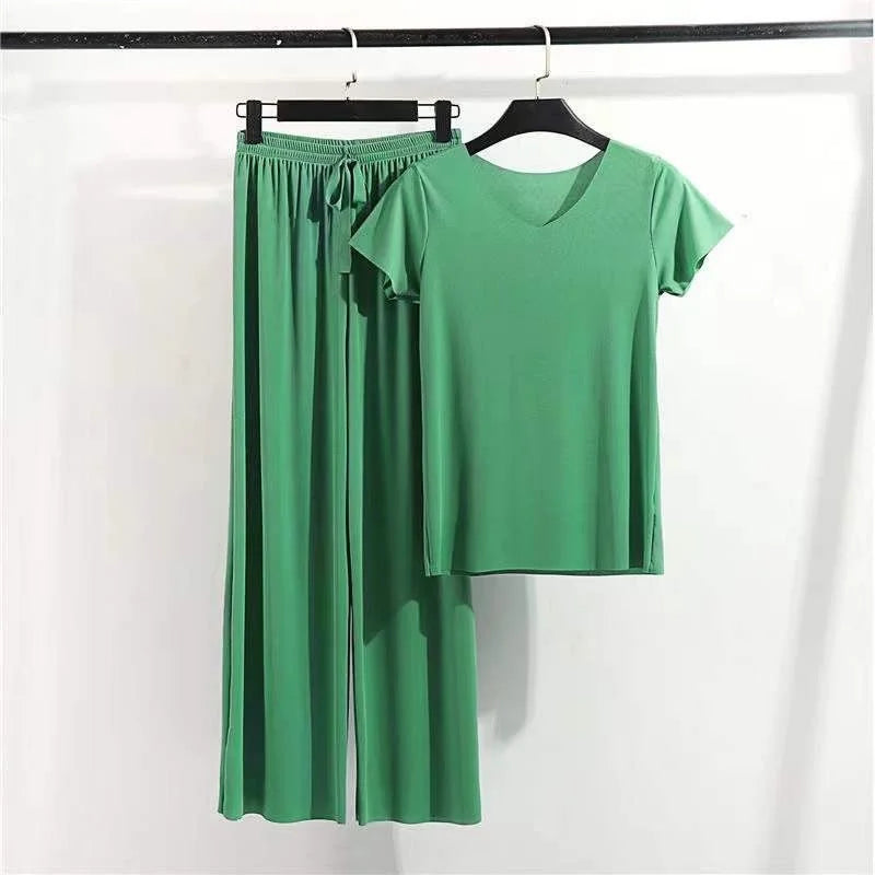 Women's Home Clothes Suit Of Lady House Summer Living Room Wear Autumn Loose Homewear Pants Two Piece Set For Women Cute Pajamas