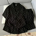 Y2K Embroidery Plaid Dachshund 2PC Set Women's Pajamas Sweet Cute Short Sleeve Shorts Pajamas Lapel Neck New Summer Homewear