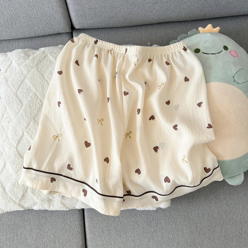 2 Summer Short-Sleeve Cloud Cotton Pajama Set for Women, Comfortable and Trendy, Shorts Suitable for Wearing Outside, Home Wear