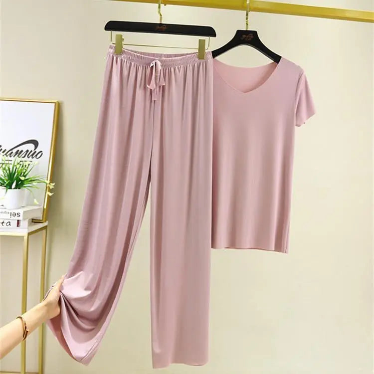 Women's Home Clothes Suit Of Lady House Summer Living Room Wear Autumn Loose Homewear Pants Two Piece Set For Women Cute Pajamas