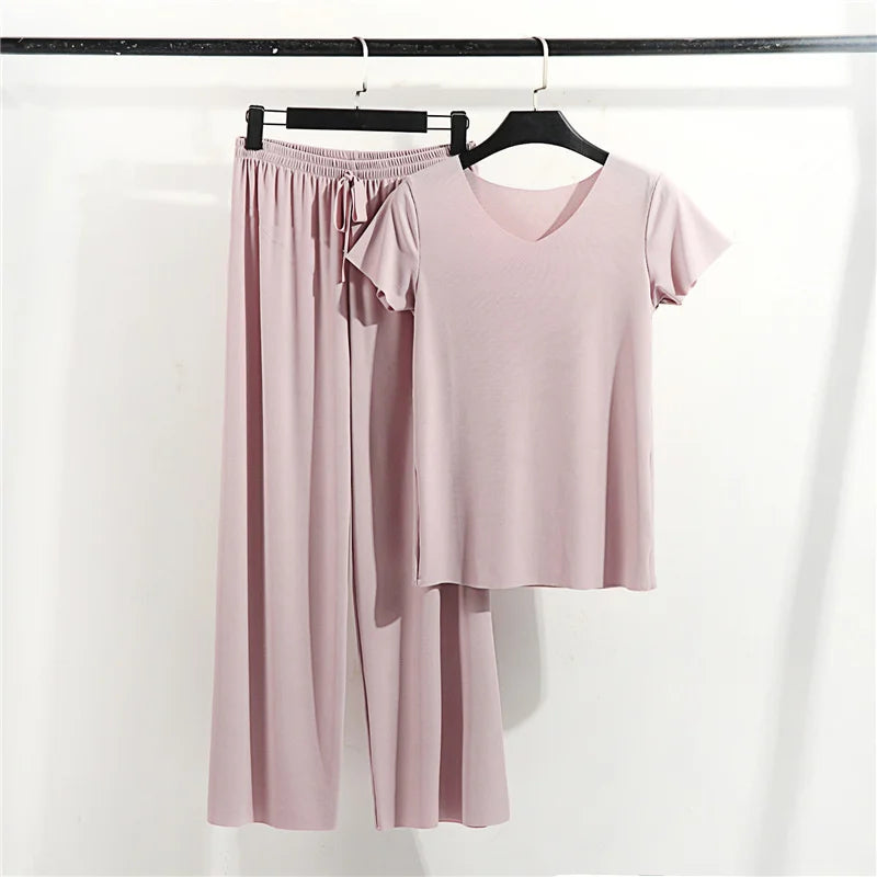 Women's Home Clothes Suit Of Lady House Summer Living Room Wear Autumn Loose Homewear Pants Two Piece Set For Women Cute Pajamas