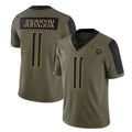 Kieara T.Titans #11 Jermaine Johnson II Player Olive Salute to Service Limited Home Game Stitched Jerseys