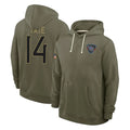 Kieara T.Titans #14 Carnell Tate Player Olive Salute to Service Hoodies Home Game Stitched Jerseys