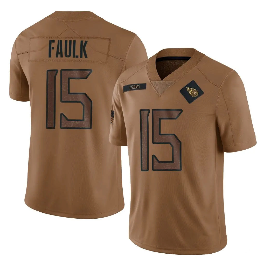 Kieara T.Titans #15 Keldric Faulk Player Brown Limited Salute to Service Home Game Stitched Jerseys