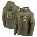 Kieara T.Titans #15 Keldric Faulk Player Olive Salute to Service Pullover Hoodies Home Game Stitched Jerseys