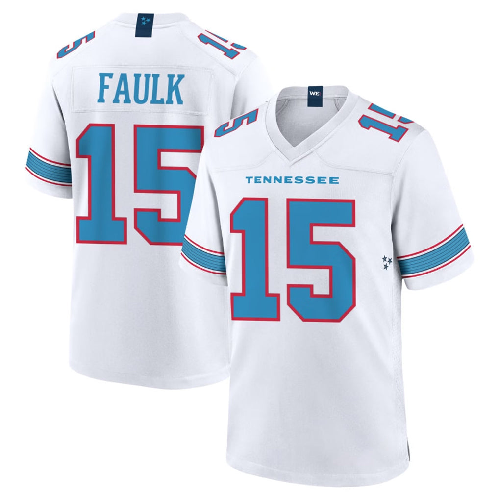 Kieara T.Titans #15 Keldric Faulk Player White 2026 Game Home Stitched Jerseys