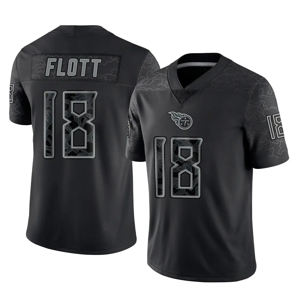 Kieara T.Titans #18 Cor'Dale Flott Player Black Limited Reflective Home Game Stitched Jerseys