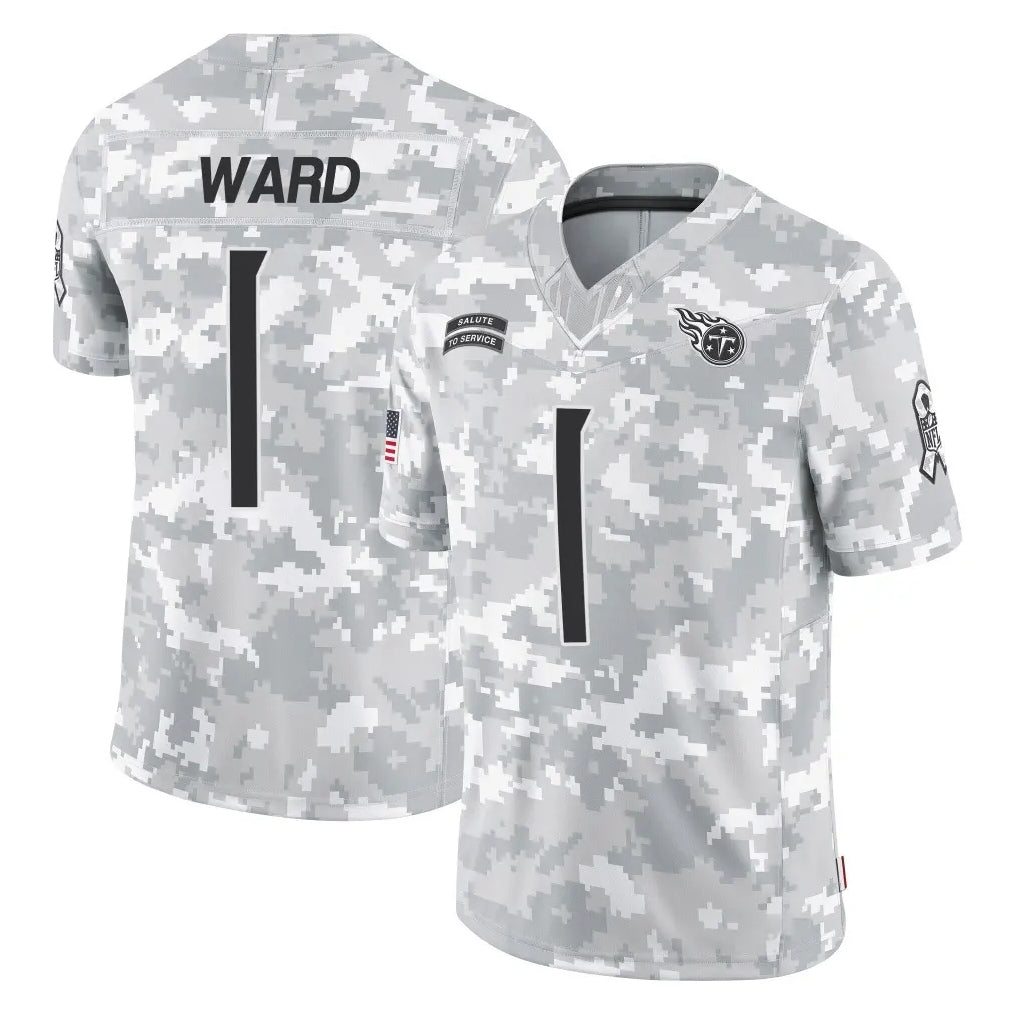 Kieara T.Titans #1 Cameron Ward Player Arctic Camo Limited Salute to Service Home Game Stitched Jerseys