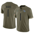 Kieara T.Titans #1 Cameron Ward Player Olive Limited Salute to Service Home Game Stitched Jerseys