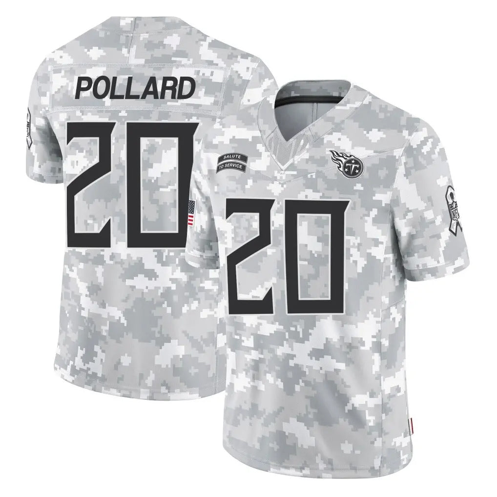 Kieara T.Titans #20 Tony Pollard Player Arctic Camo Limited Salute to Service Home Game Stitched Jerseys