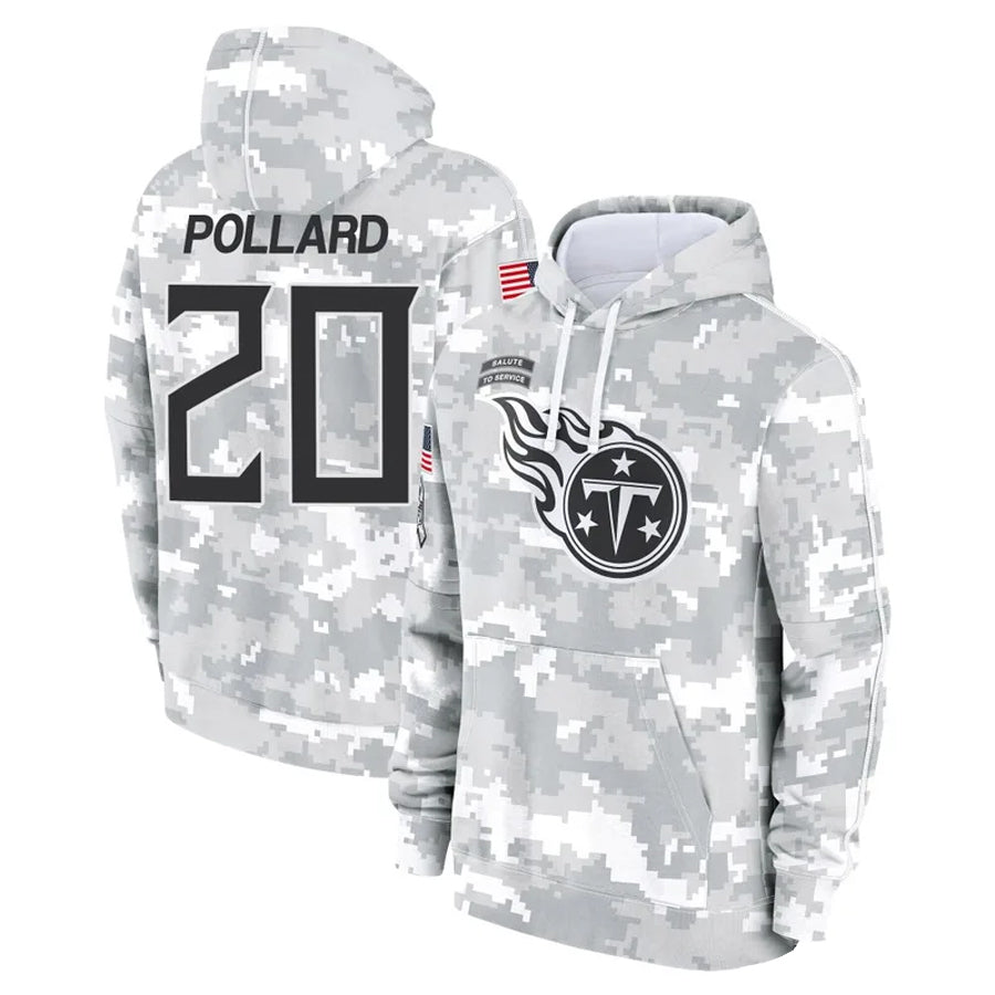 Kieara T.Titans #20 Tony Pollard Player Arctic Camo Salute To Service Hoodies Game Stitched Jerseys