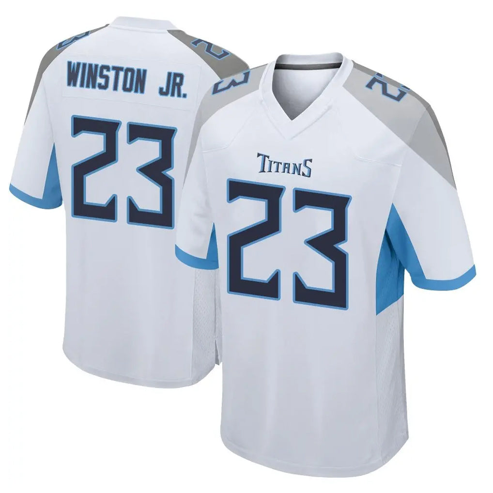 Kieara T.Titans #23 Kevin Winston Jr. Player White Home Game Stitched Jerseys