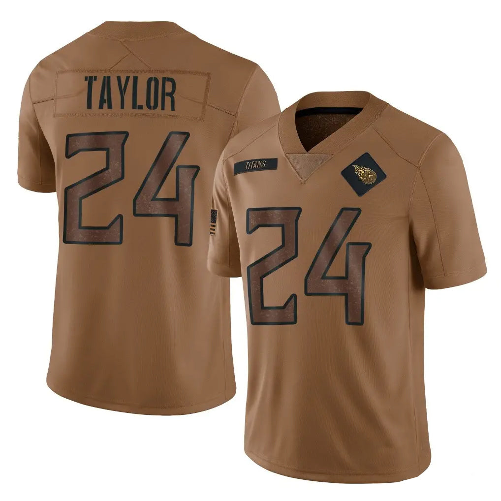 Kieara T.Titans #24 Alontae Taylor Player Brown Limited Salute to Service Home Game Stitched Jerseys