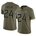 Kieara T.Titans #24 Alontae Taylor Player Olive Limited Salute to Service Home Game Stitched Jerseys