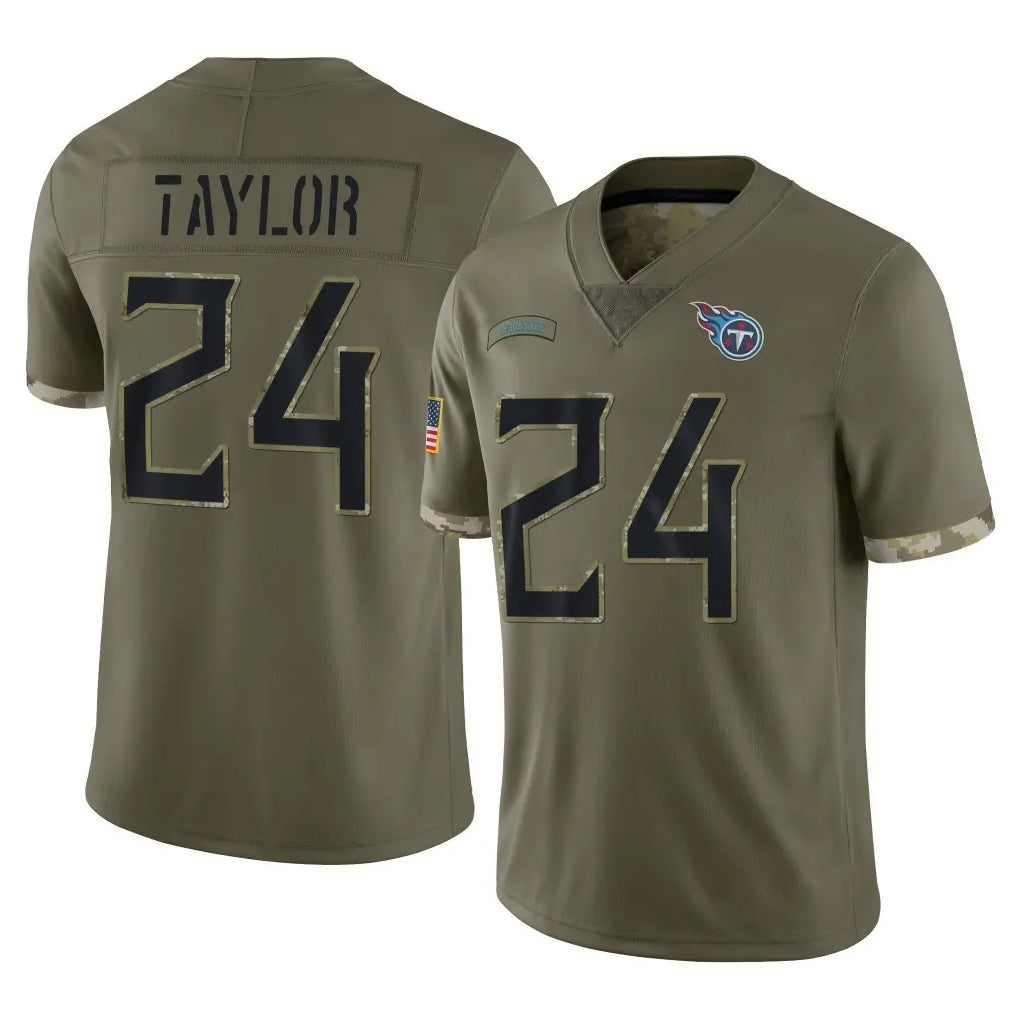 Kieara T.Titans #24 Alontae Taylor Player Olive Limited Salute to Service Home Game Stitched Jerseys