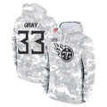 Kieara T.Titans #33 Cedric Gray Player Camo Arctic Salute to Service Pullover Hoodies Home Game Stitched Jerseys