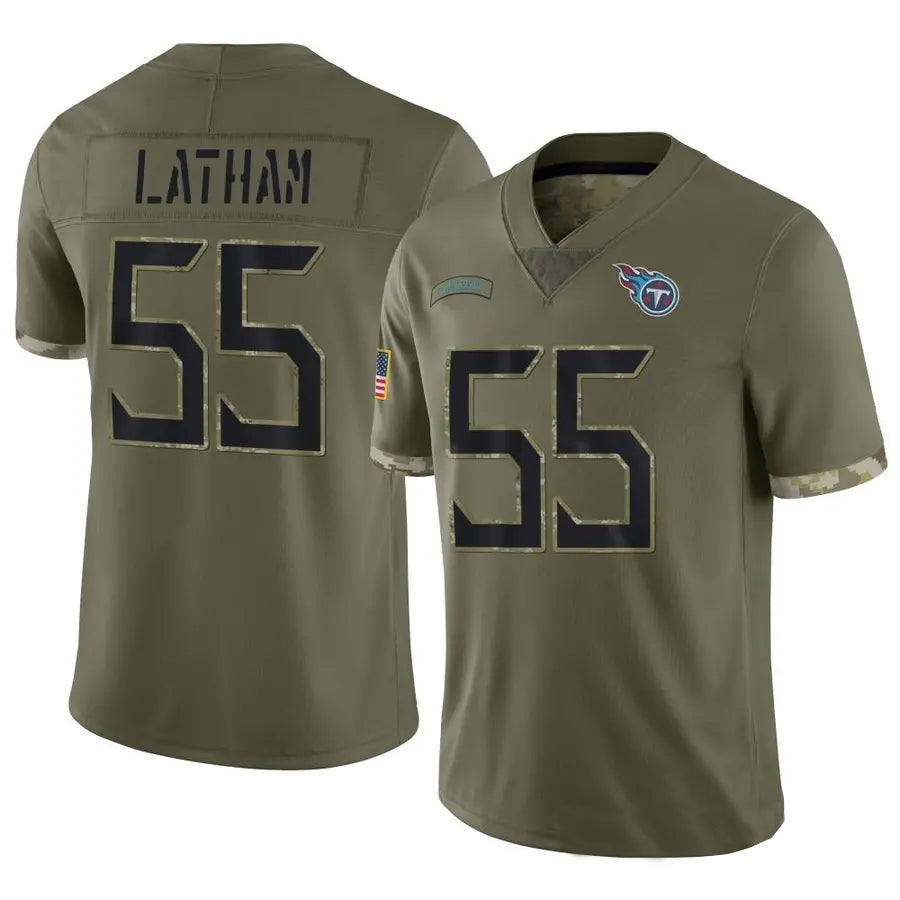 Kieara T.Titans #55 JC Latham Player Olive Salute To Service Limited Stitched Jerseys